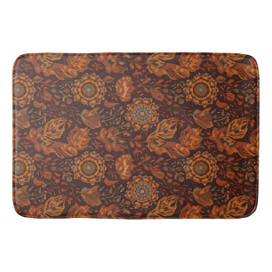 Donkere Boho Terracotta Salie Botanisch Patroon Badmat
