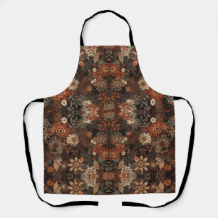 Donkere Boho Terracotta Salie Botanisch Patroon Schort