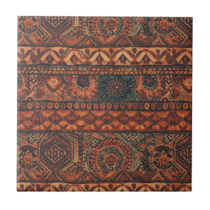 Donkere Boho Terracotta Salie Botanisch Patroon Tegeltje