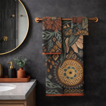 Donkere Boho Terracotta Salie Botanische Patroon