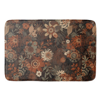 Donkere Boho Terracotta Salie Botanische Patroon Badmat