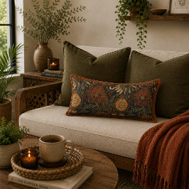 Donkere Boho Terracotta Salie Botanische Patroon Kussen