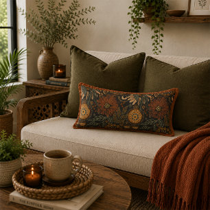 Donkere Boho Terracotta Salie Botanische Patroon Kussen