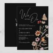 Donkere Boho Wilde Bloemen Wij Hernieuwen Onze Huw Kaart (Voorkant / Achterkant)