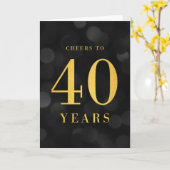 Donkere Bokeh Gold Cheers tot 40 jaar verjaardag Kaart (Gele Bloem)