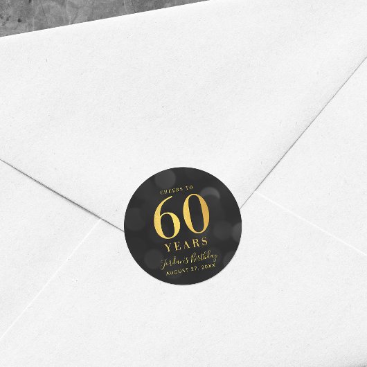 Donkere Bokeh Gold Cheers tot 60 jaar verjaardag Ronde Sticker