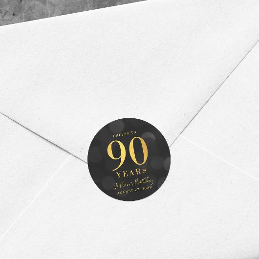 Donkere Bokeh Gold Cheers tot 90 jaar verjaardag Ronde Sticker