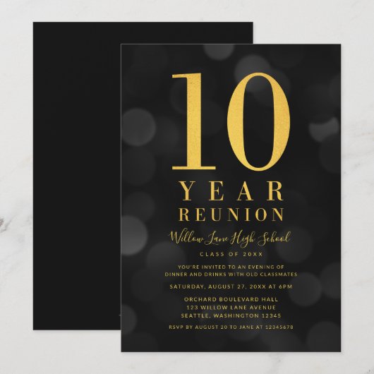 Donkere Bokeh lichten 10 jaar klasse reünie Kaart (Voorkant / Achterkant)