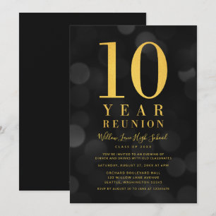 Donkere Bokeh lichten 10 jaar klasse reünie Kaart