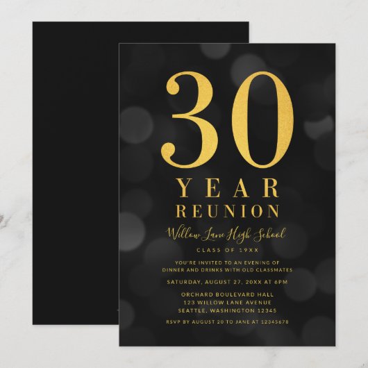 Donkere Bokeh lichten 30 jaar klasse reünie Kaart (Voorkant / Achterkant)