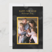 Donkere Bokeh Lichten Nep Goud Gelukkig Nieuwjaar Feestdagenkaart (Voorkant)