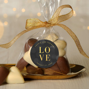 Donkere Bokeh Lichten Nep Goud Liefde Ronde Sticker