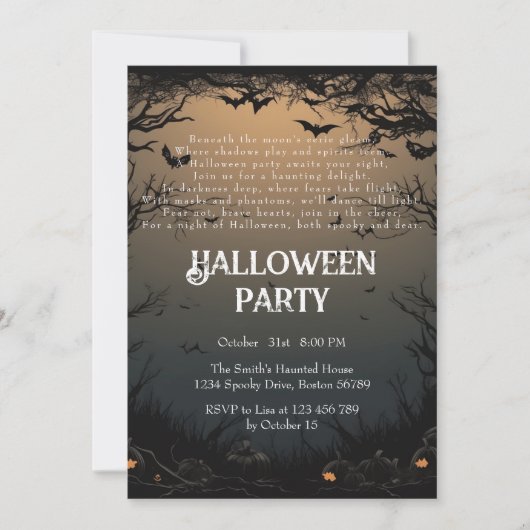 Donkere bomen en vleermuizen griezelig gedicht Hal Kaart (Voorkant)