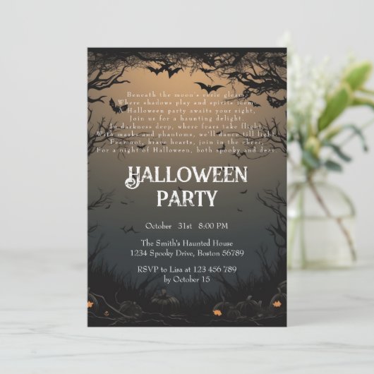 Donkere bomen en vleermuizen griezelig gedicht Hal Kaart (Staand voorkant)