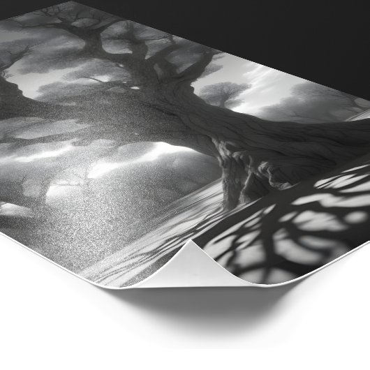 Donkere bomen foto afdruk (Hoek)