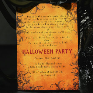Donkere bomen Sinaasappel Gedicht Halloween Party Kaart