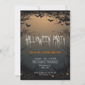 Donkere Bomen & Vleermuizen Creepy Halloween Party Kaart (Voorkant)