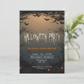 Donkere Bomen & Vleermuizen Creepy Halloween Party Kaart (Staand voorkant)