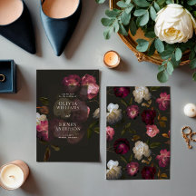 Donkere bordeauxrode bloemrijke Moody zwarte elega