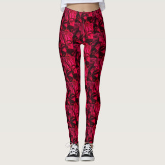 Donkere bordeauxroze plooien op strakke, op maat g leggings