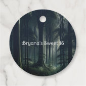 Donkere bos bij schemering Sweet 16 Bedankjes Labels (Achterkant)
