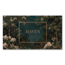 Donkere Bos Gouden Frame Blush Roze Bloem Nachtthe Magnetisch Visitekaartje