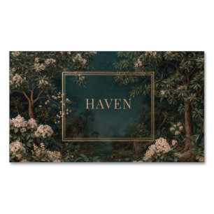 Donkere Bos Gouden Frame Blush Roze Bloem Nachtthe Magnetisch Visitekaartje
