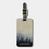 Donkere Bos Monogram | Gepersonaliseerd Neutraal Bagagelabel (Voorkant verticaal)