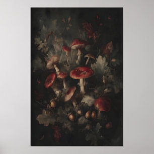 Donkere Bos Paddenstoel Kunstprint, Sombere Fairyc Poster