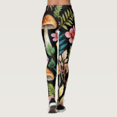 Donkere bos Paddestoel Woodland Pattern Art Leggings (Achterkant)