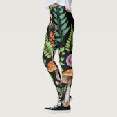 Donkere bos Paddestoel Woodland Pattern Art Leggings (Links)