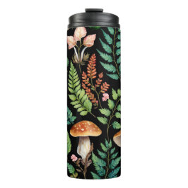 Donkere bos Paddestoel Woodland Pattern Art Thermosbeker