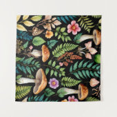 Donkere bos Paddestoel Woodland Pattern Art Wandkleed (Voorkant (horizontaal))