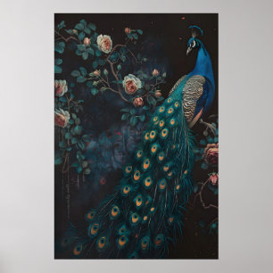 Donkere Bos Pauw Muur Kunst Schilderij, Donker Poster