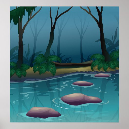 Donkere bosbomen en streaming Poster (Voorkant)