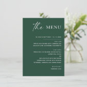 Donkere bosgroene bruiloft | Modern schrifttype bo Menu (Staand voorkant)