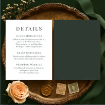Donkere bosgroene elegante trouwdetails