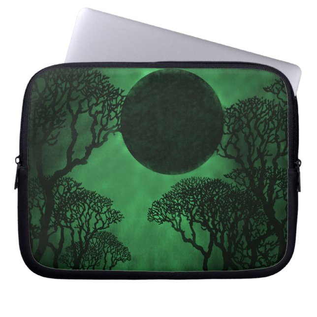 Donkere bossen Eclipse-laptoptas, groen Laptop Sleeve (Voorkant)