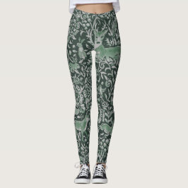 Donkere bossen Groene dieren Fox Rabbit Owl Fantas Leggings