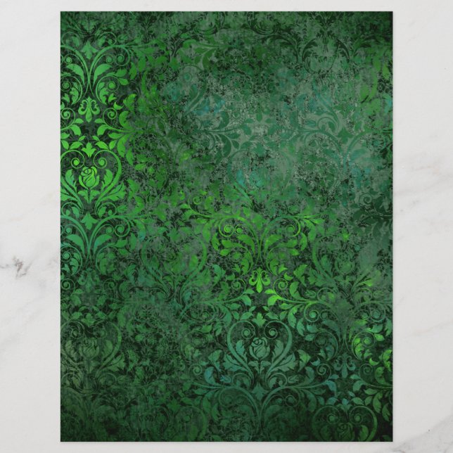 Donkere bossen met groen Damask Floral Scrapbook p (Voorkant)