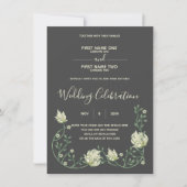 Donkere botanische Art Nouveau huwelijksuitnodigin Kaart (Voorkant)