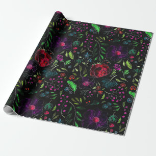 DONKERE BOTANISCHE BLOEMEN INP AKPAPIEREN CADEAUPAPIER