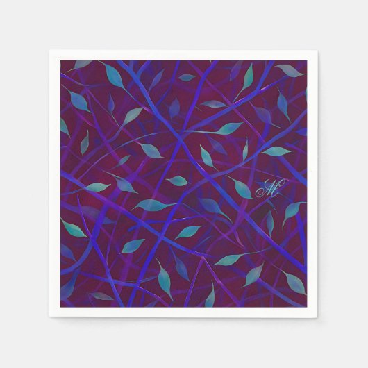 Donkere botanische Bourgondische juweel gebladerte Servet (Voorkant)