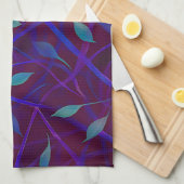 Donkere botanische Bourgondische juweel gebladerte Theedoek (Quarter Fold)