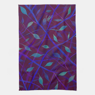 Donkere botanische Bourgondische juweel gebladerte Theedoek