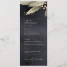 Donkere botanische bruine bruiloft menu