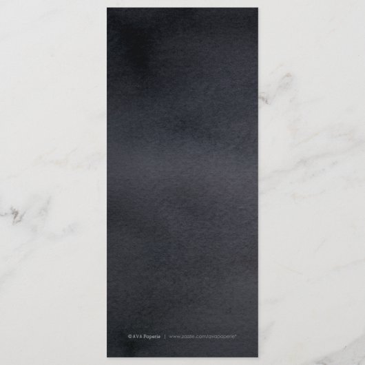 Donkere botanische  bruine bruiloft menu (Achterkant)