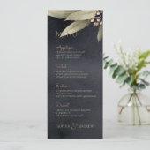 Donkere botanische  bruine bruiloft menu (Staand voorkant)