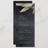 Donkere botanische  bruine bruiloft menu (Voorkant / Achterkant)