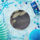 Donkere botanische bruine bruiloft papieren bordje (Feest)